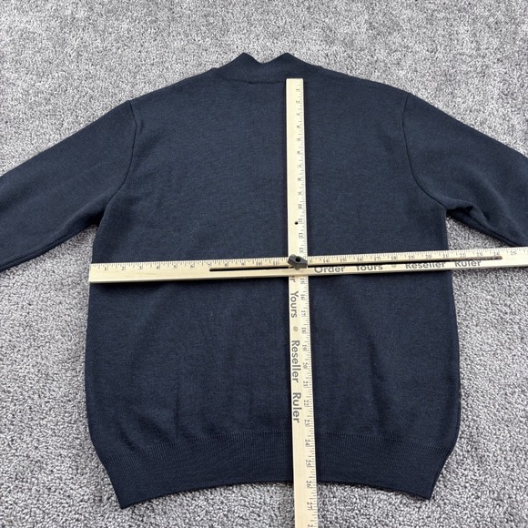 Scott Barber Sweater Men M Dark Blue Argyle 1/4 Zip Pullover Merino Wool Italy - Picture 4 of 5